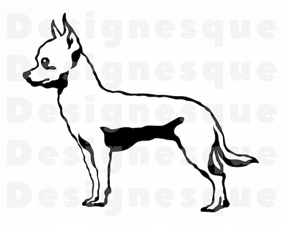chihuahua clipart black and white