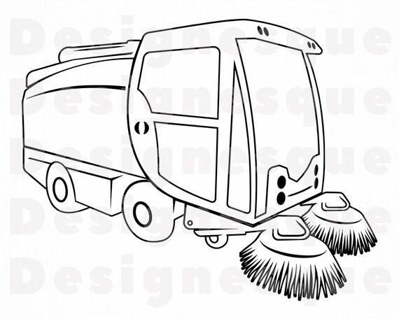 Road Sweeper Outline 3 Svg Road Sweeper Svg Street Cleaning Etsy
