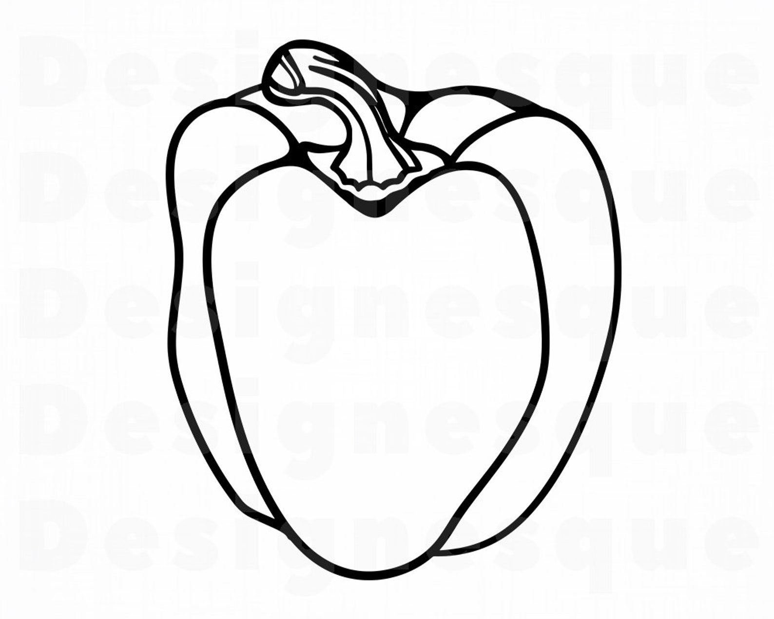Pepper Outline SVG Pepper SVG Bell Pepper Svg Pepper Etsy