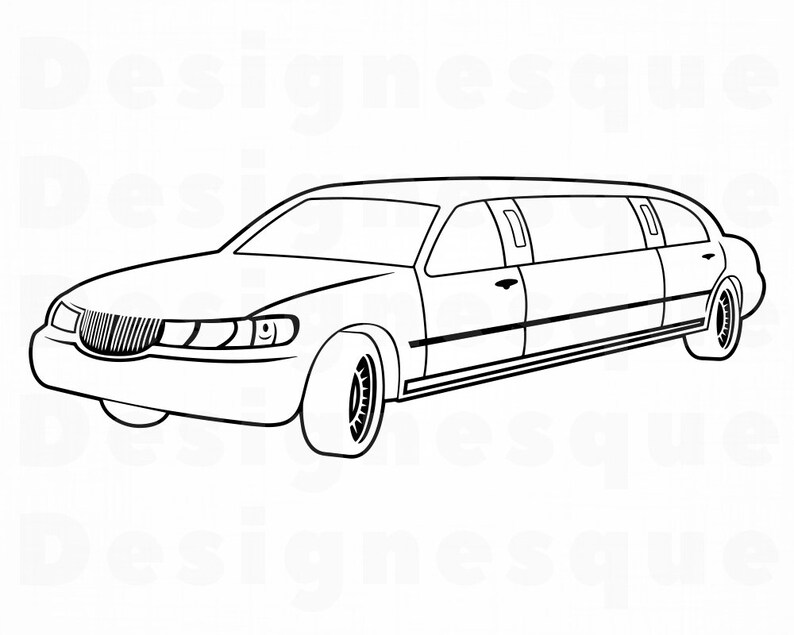 Limousine Outline SVG Limousine SVG Limousine Clipart Etsy
