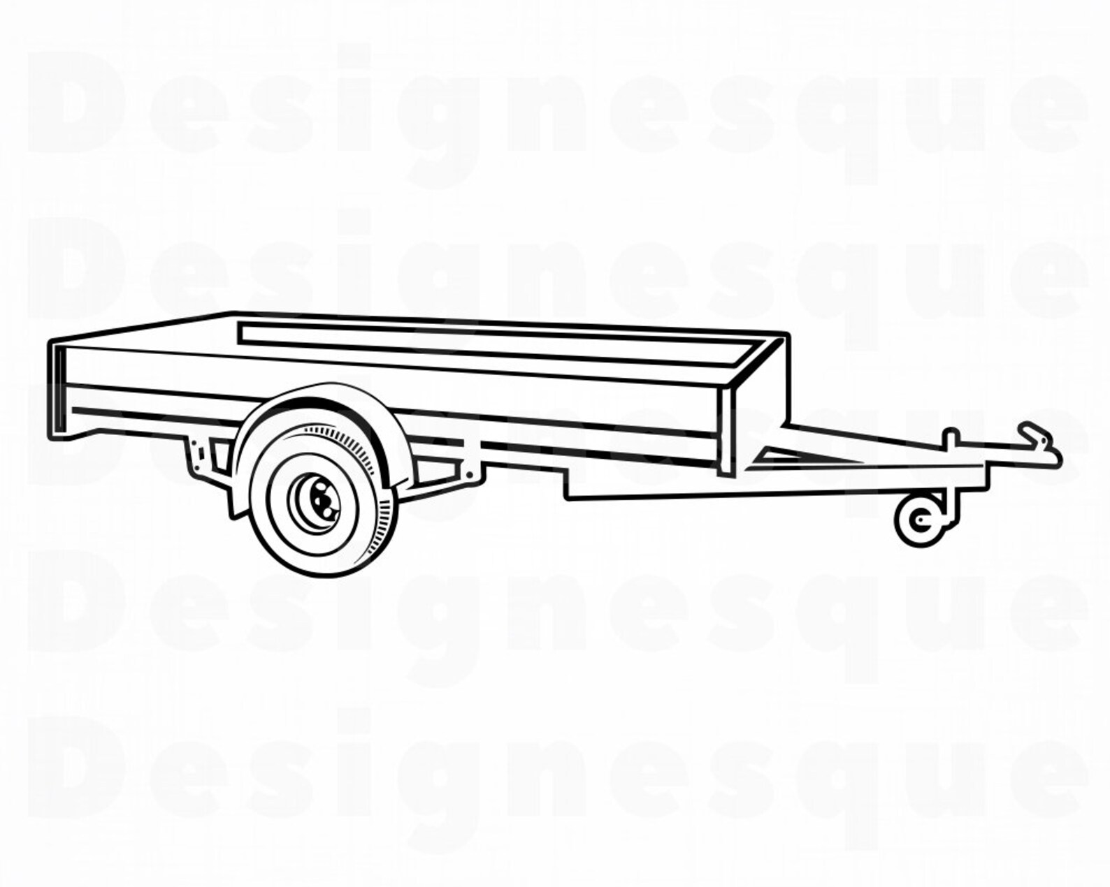 Car Trailer Outline SVG Car Trailer SVG Car Trailer Clipart Etsy