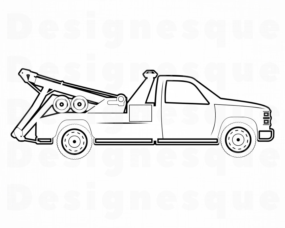 Tow Truck Outline SVG Tow Truck Svg Tow Truck Clipart Tow | Etsy