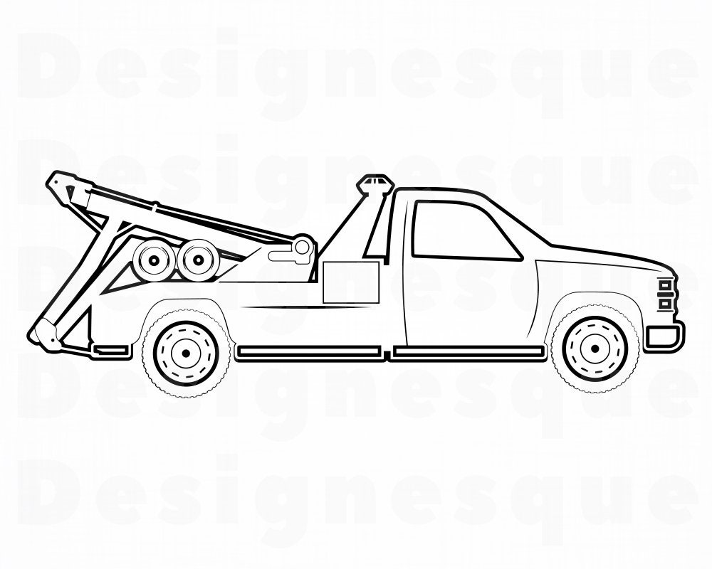 Tow Truck Svg Tow Truck Cut Files For Silhouette Png Tow Truck Clipart Eps Dxf Tow Truck Files for Cricut Tow Truck Outline #2 SVG