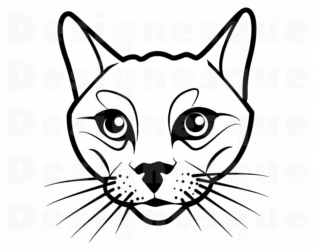 Cat Outline SVG Cat Outline Clipart Cat Outline Files for | Etsy