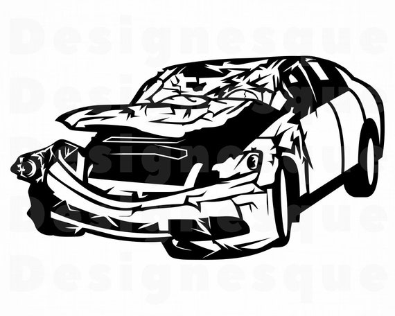 Download Car Accident SVG Smashed Car Svg Car Accident Clipart Car | Etsy