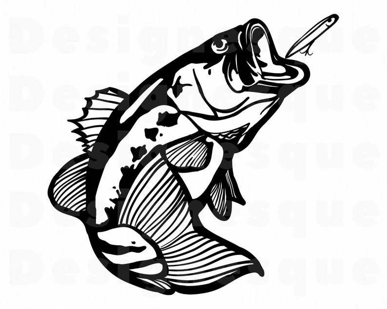 Download Bass Fish 4 Svg Fishing Svg Fish SVG Fishing Clipart | Etsy
