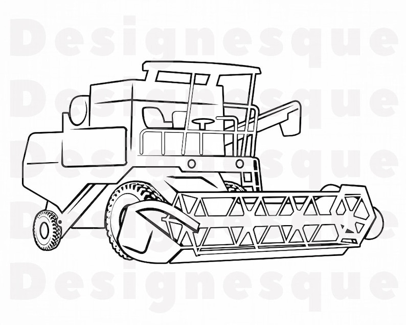 Download Combine Harvester Outline 2 SVG Wheat Harvester Svg ...