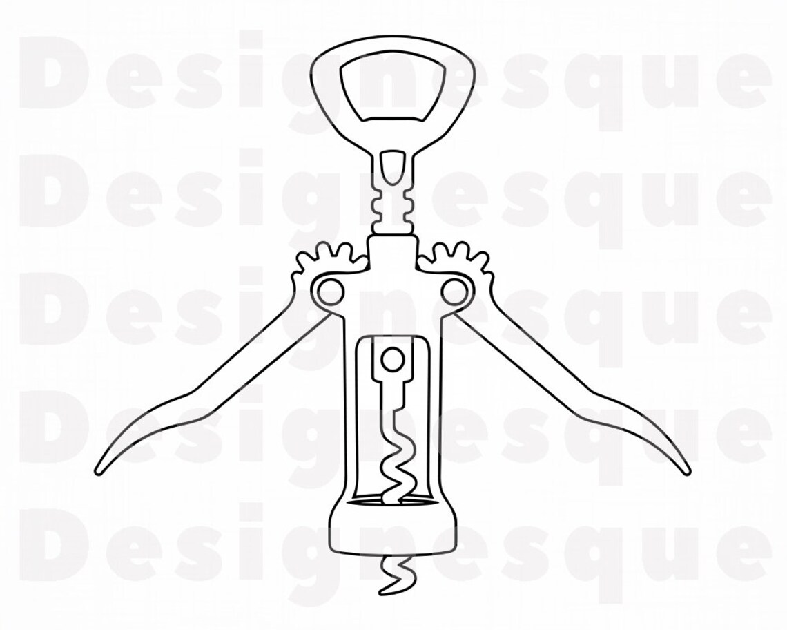 Corkscrew Outline 3 SVG Bottle Opener Wine Corkscrew Etsy