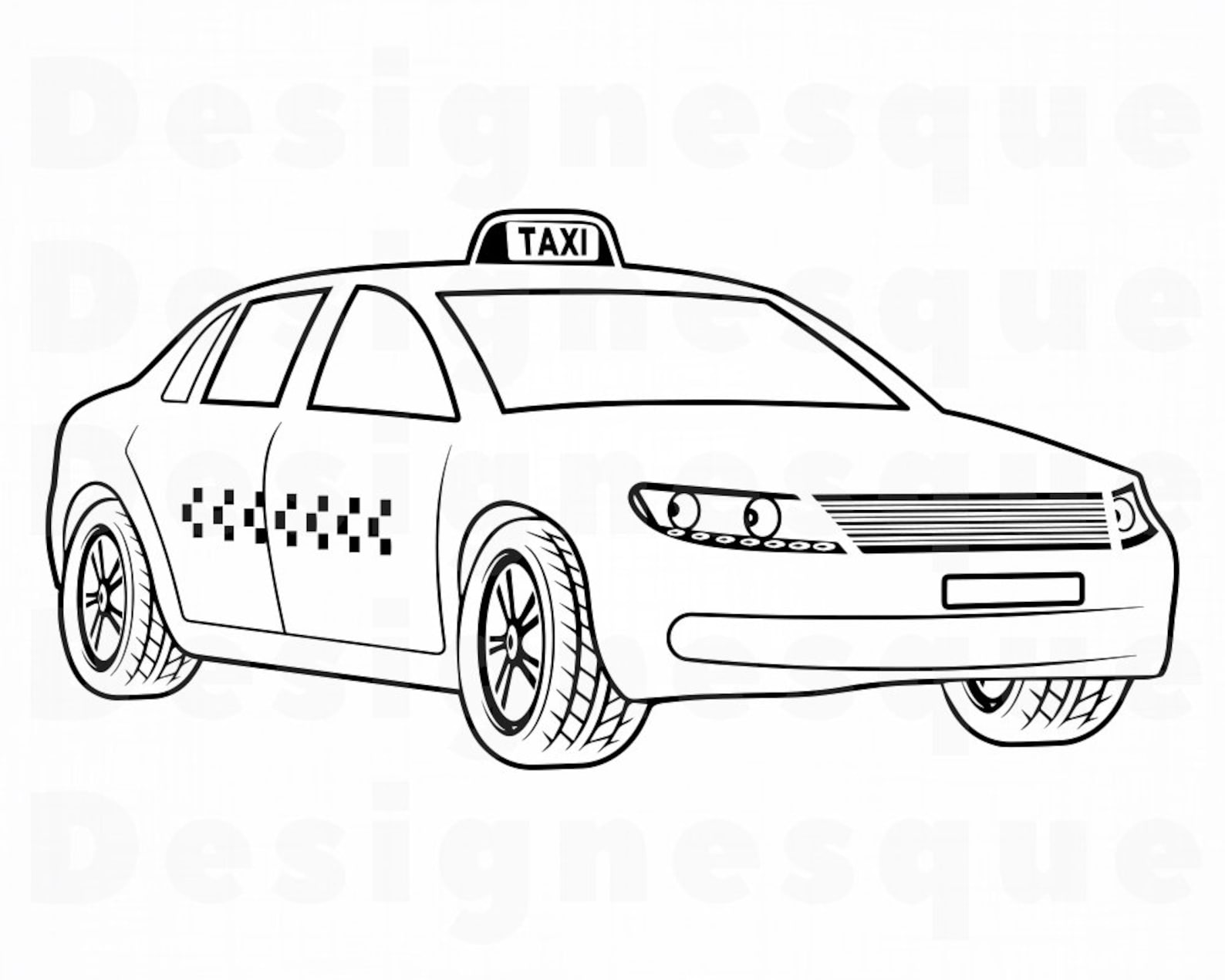 Taxi Outline SVG Taxi Svg Taxi Car SVG Taxi Clipart Taxi Etsy