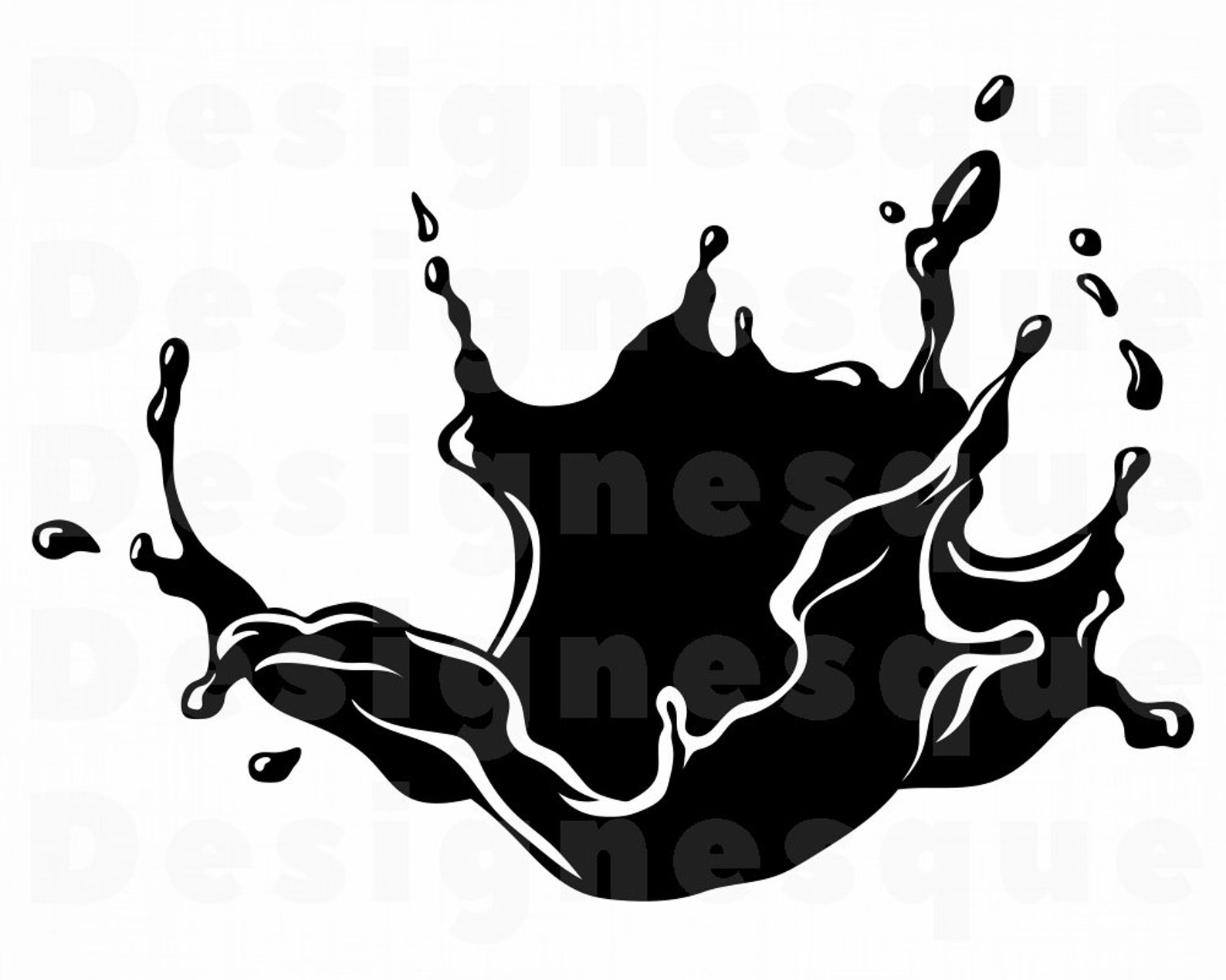 Water Splash Black And White Clipart Black Paint Splash
