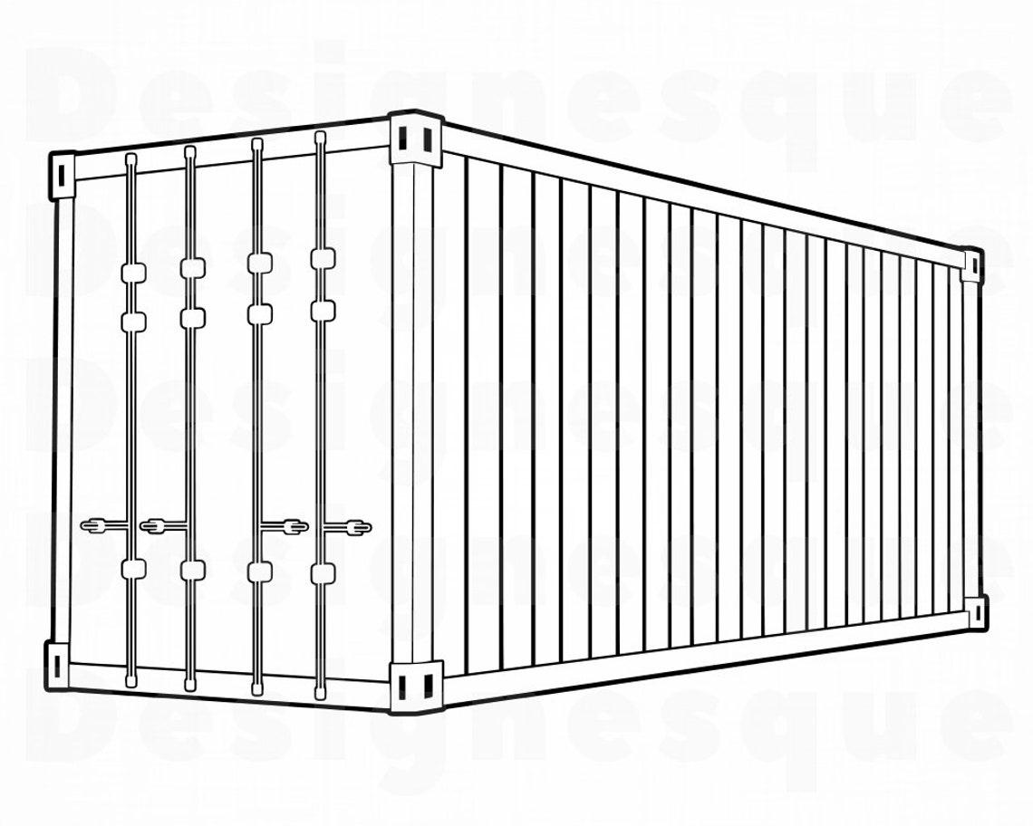 Shipping Container Outline SVG Shipping Container Clipart Etsy