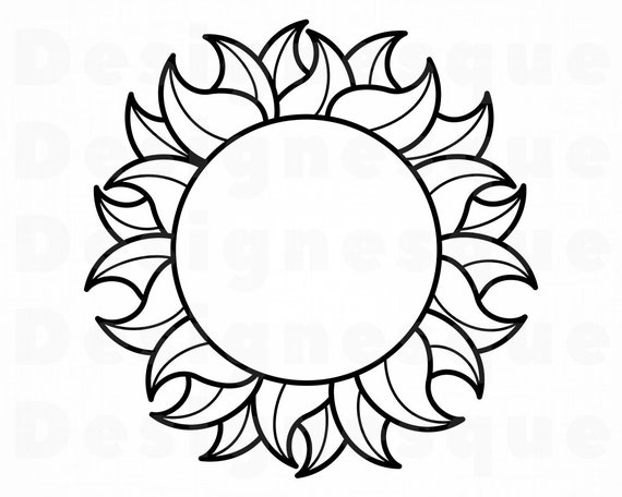 Sun Outline Svg Sun Svg Summer Svg Sun Clipart Sun Etsy