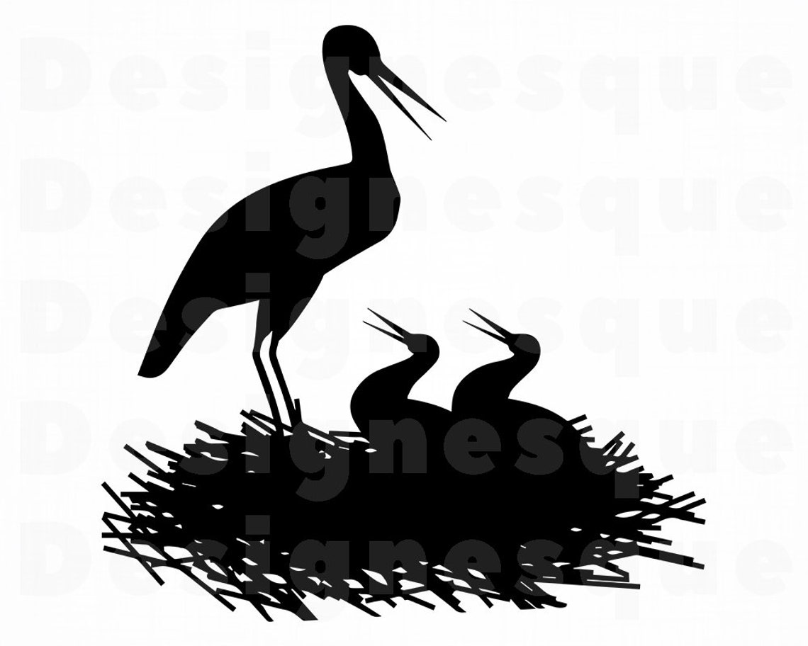 Storch Silhouette 2 SVG Storch SVG Vogel Nest Svg Storch | Etsy
