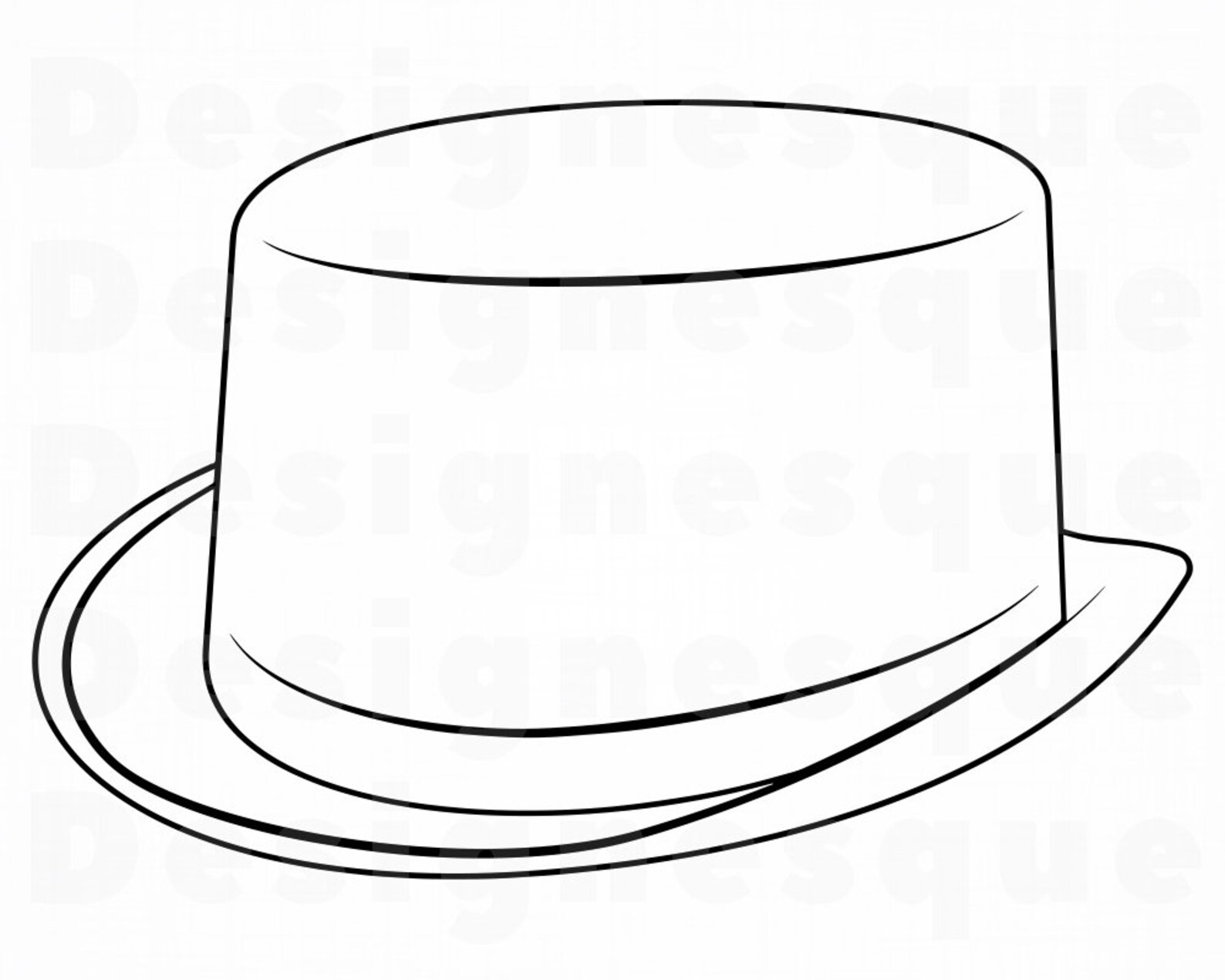 Top Hat Outline 2 SVG Top Hat Svg Hat SVG Retro Hat Svg Etsy