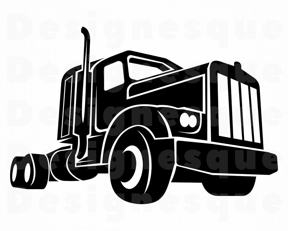 18 Wheeler Truck Cut Files For Silhouette Vector Trucker Truck SVG Dxf Truc...
