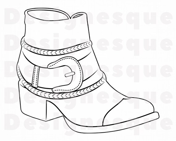 Cowboy Boot Outline 3 Svg Cowboy Boot Svg Cowboy Svg Etsy