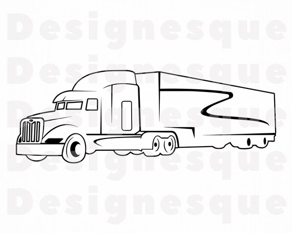 Truck Outline Svg Truck Svg Trucking Svg 18 Wheeler Truck Etsy