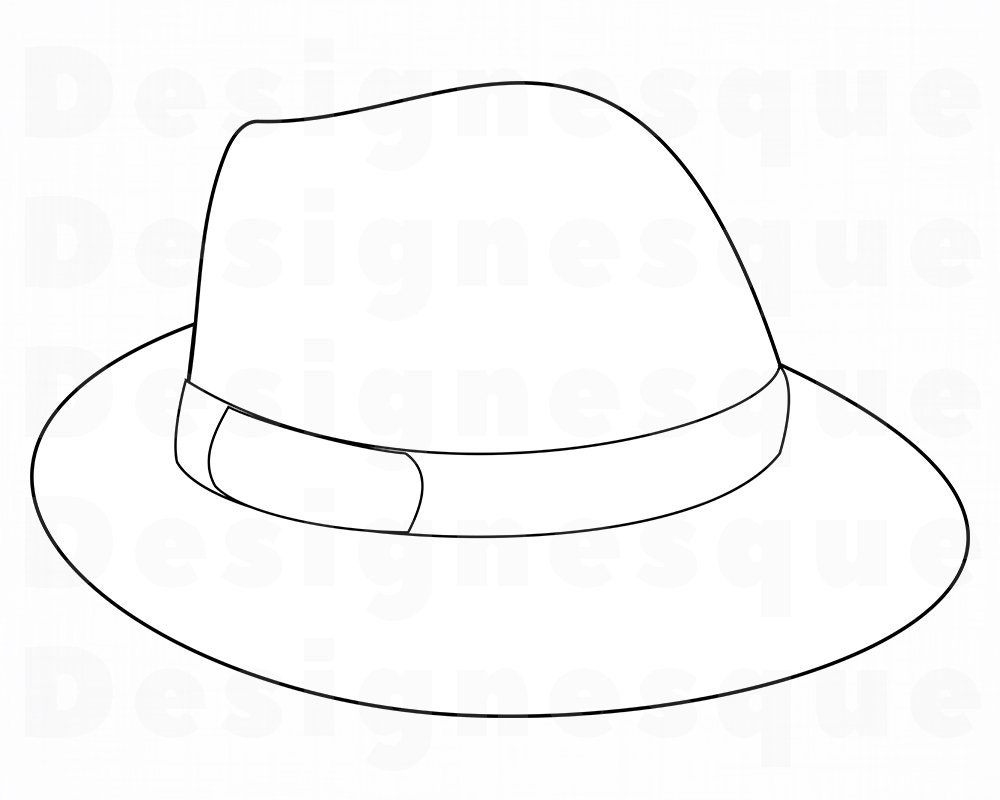 Hat Outline SVG Fedora Svg Hat Svg Hat Outline Clipart Hat Etsy