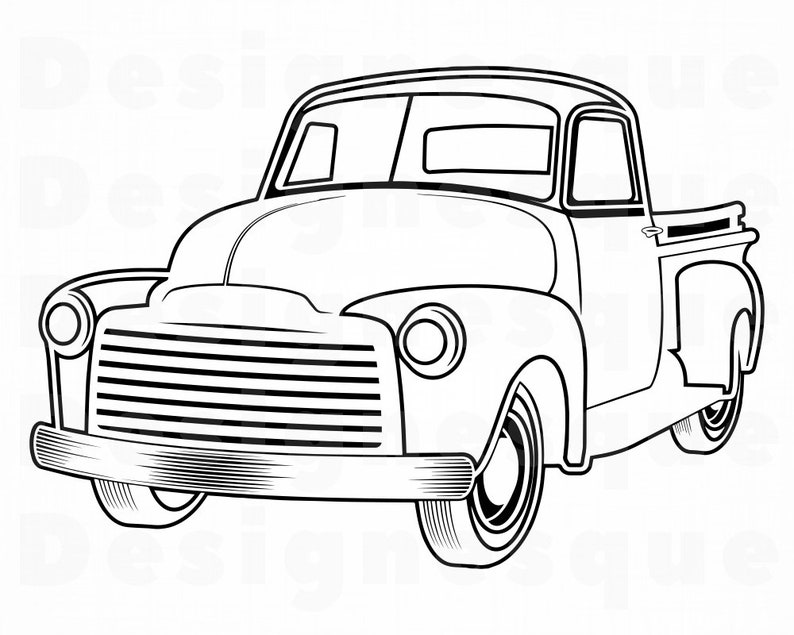 Retro Pickup Truck Outline 3 SVG Retro Truck Svg Retro | Etsy