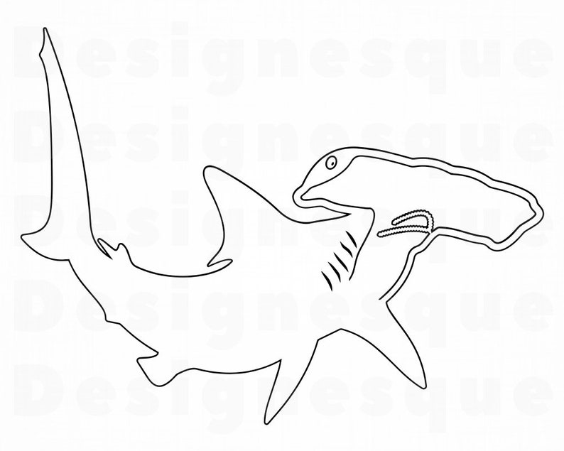 Download Hammerhead Shark Outline SVG Hammerhead Shark Clipart | Etsy