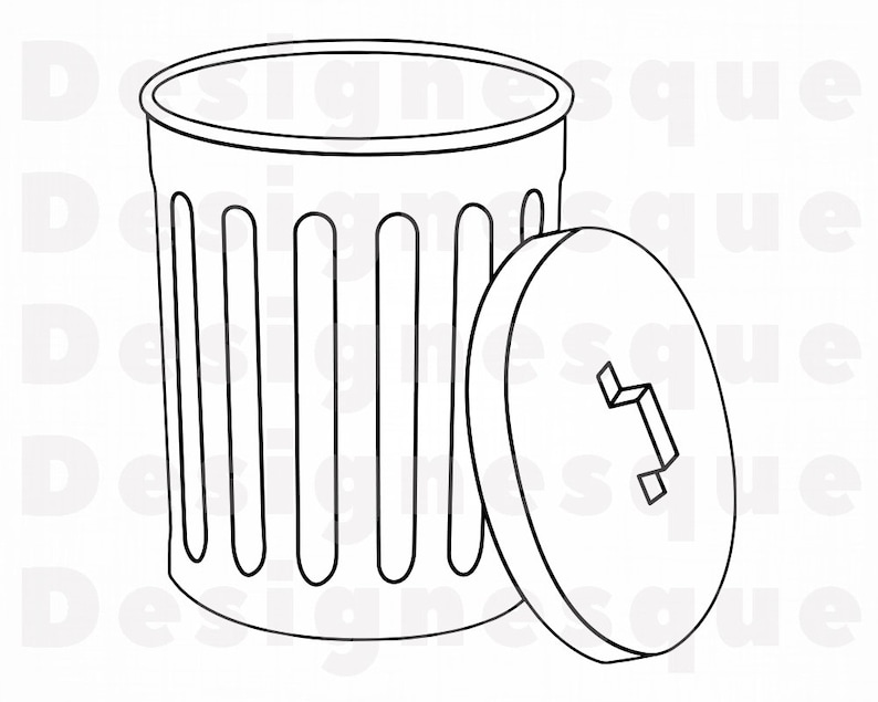 Trash Can Outline SVG Garbage Can Svg Recycle Svg Trash Can Etsy