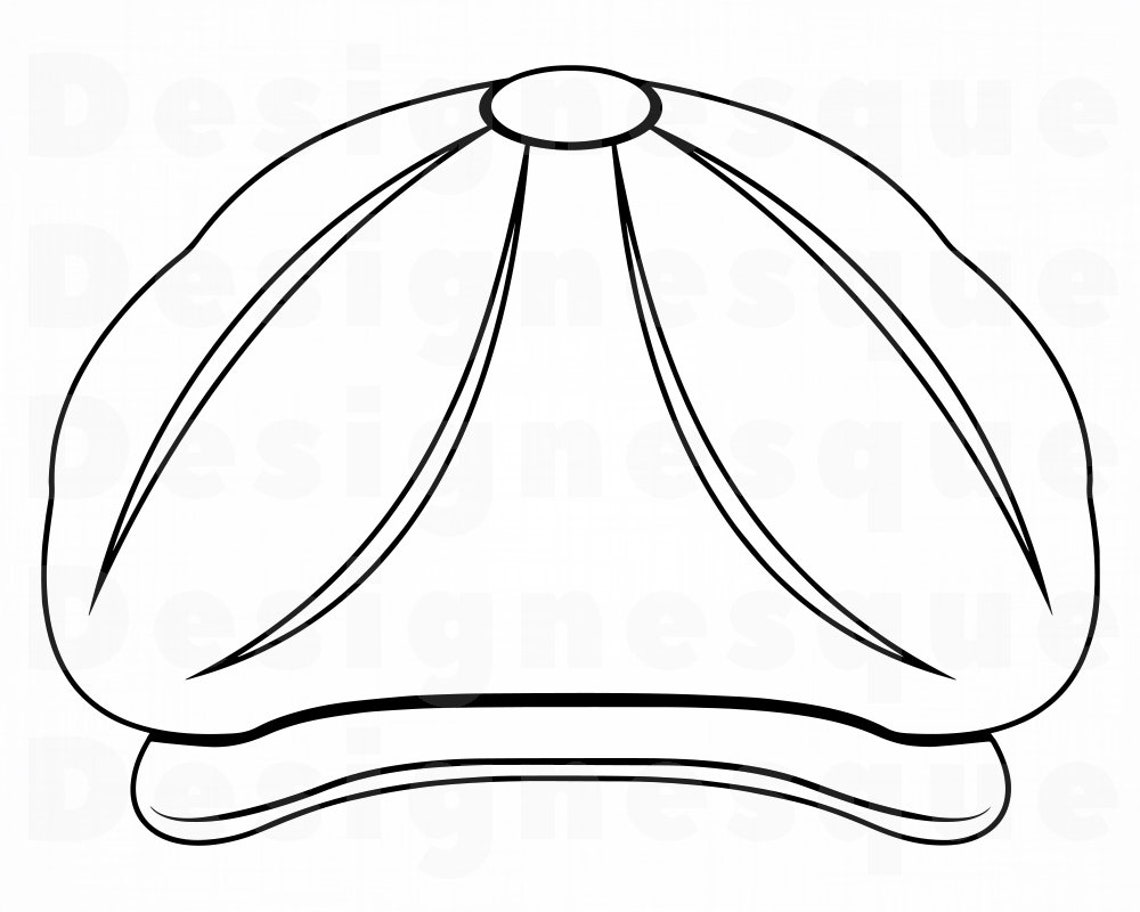 Newsboy Cap Outline 2 Svg Newsboy Hat Svg Newsboy Cap Etsy