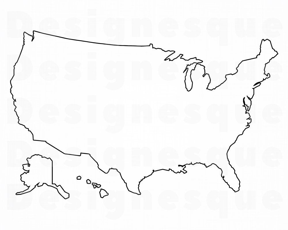 Us Map Silhouette United States Outline Png Usa Map Outline Svg