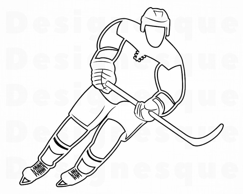 Hockey Player Outline SVG Hockey Svg Hockey Clipart Hockey Etsy Canada