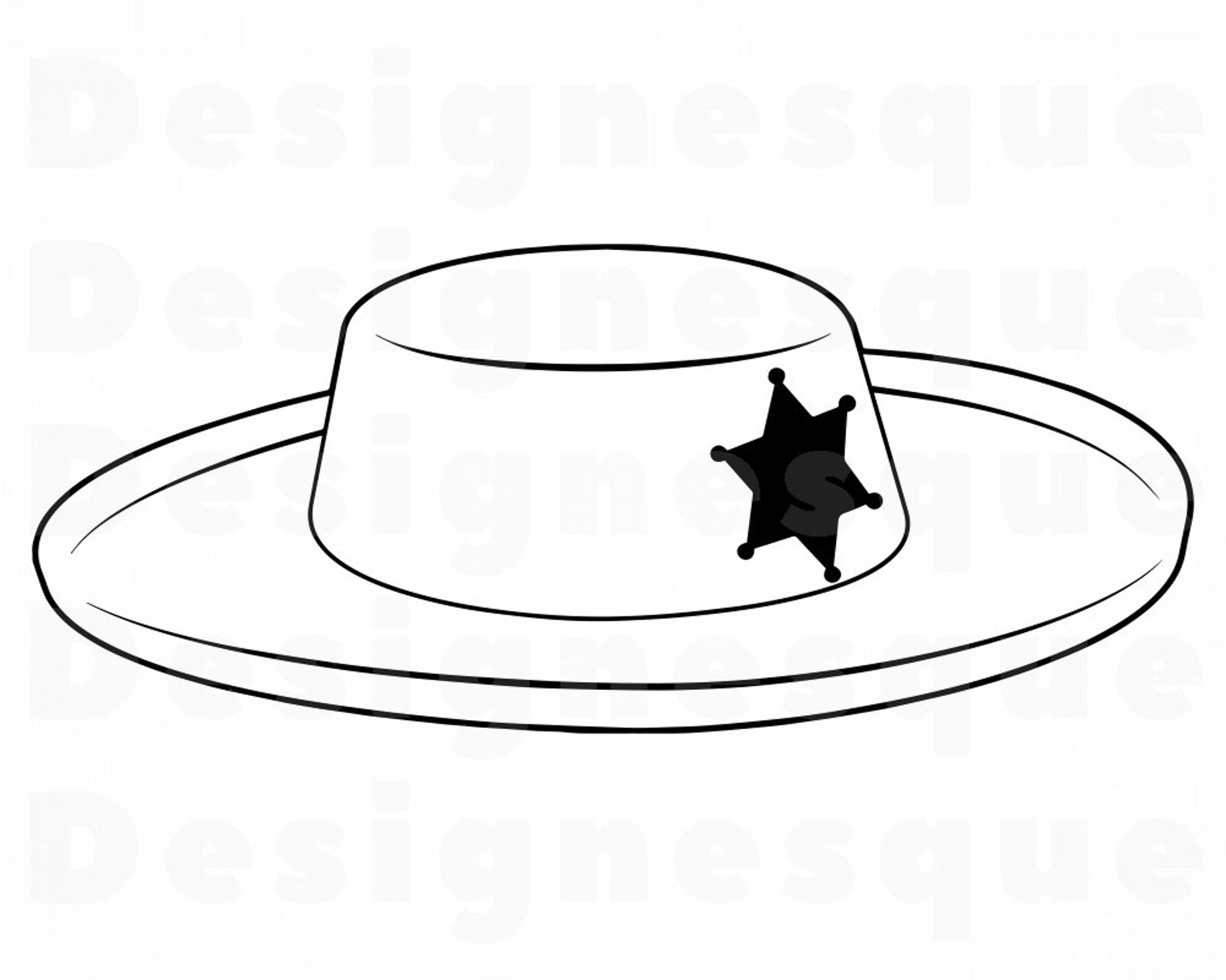 Sheriff Hat Outline 2 SVG Sheriff Svg Police Svg Trooper Etsy