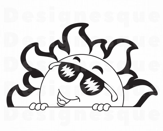 Peeking Sun Svg Sun Svg Summer Svg Sun Clipart Sun Files Etsy