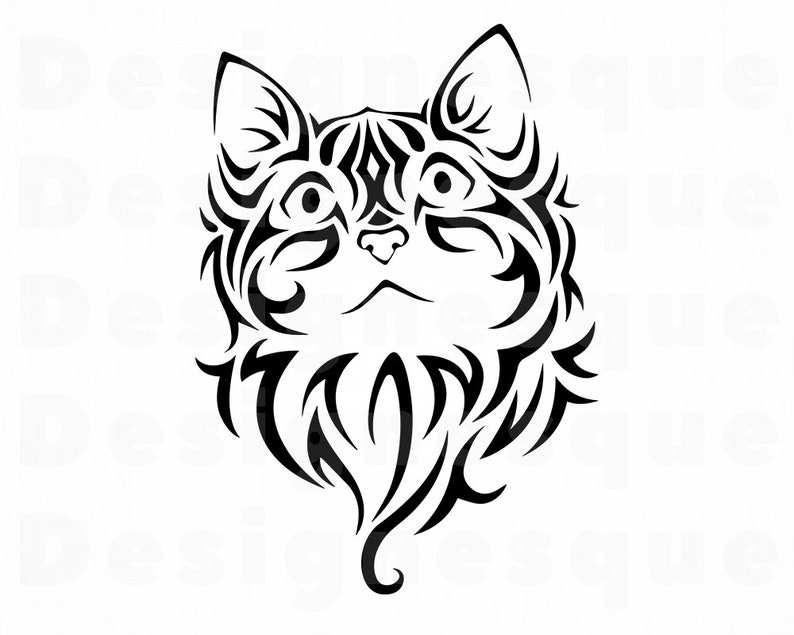 Tribal Cat SVG Cat SVG Kitten SVG Cat Face Svg Cute Cat | Etsy