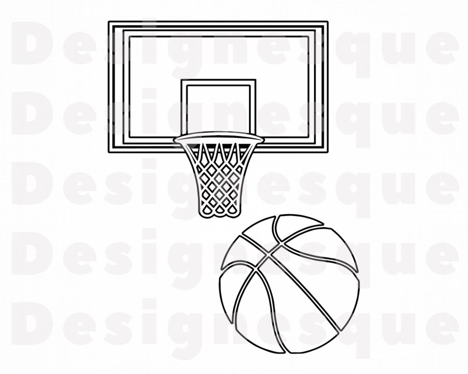 Basketball Backboard Outline SVG Basketball Hoop SVG Etsy
