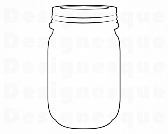 Download Country Mason Jar Plain Outline Embroidery Design Instant ...