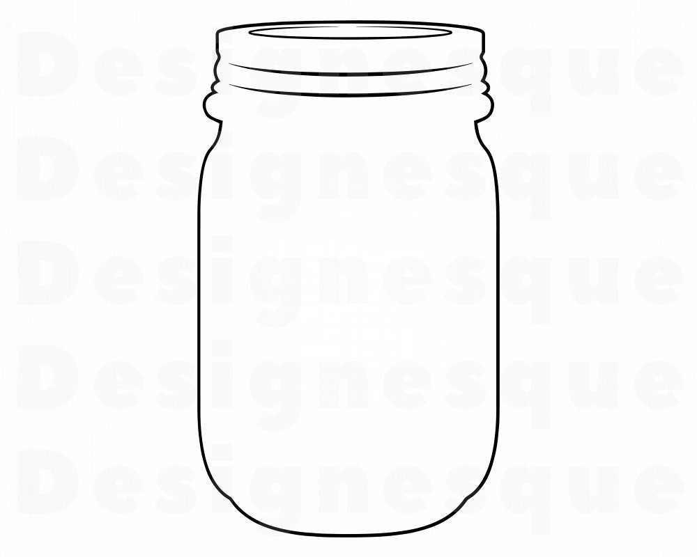 Mason Jar Outline 2 SVG Mason Jar Svg Mason Jar Clipart | Etsy