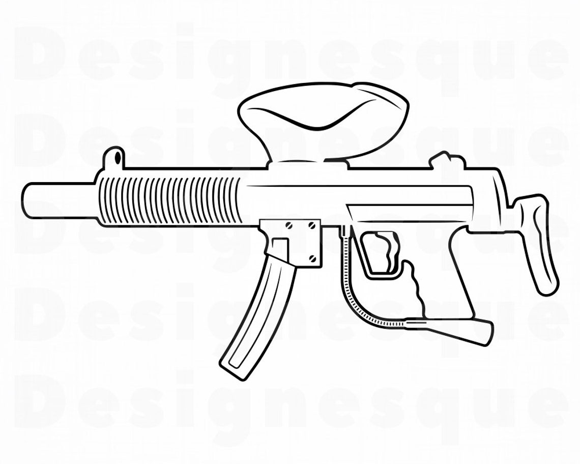 Paintball Gun Outline 2 SVG Paintball SVG Paintball Etsy