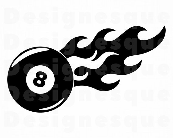 Flaming Billiard Ball #9 SVG Billiards Clipart Png Eps Billiards Files for Cricut Cut Files For Silhouette Pool Svg Billiards Svg Dxf