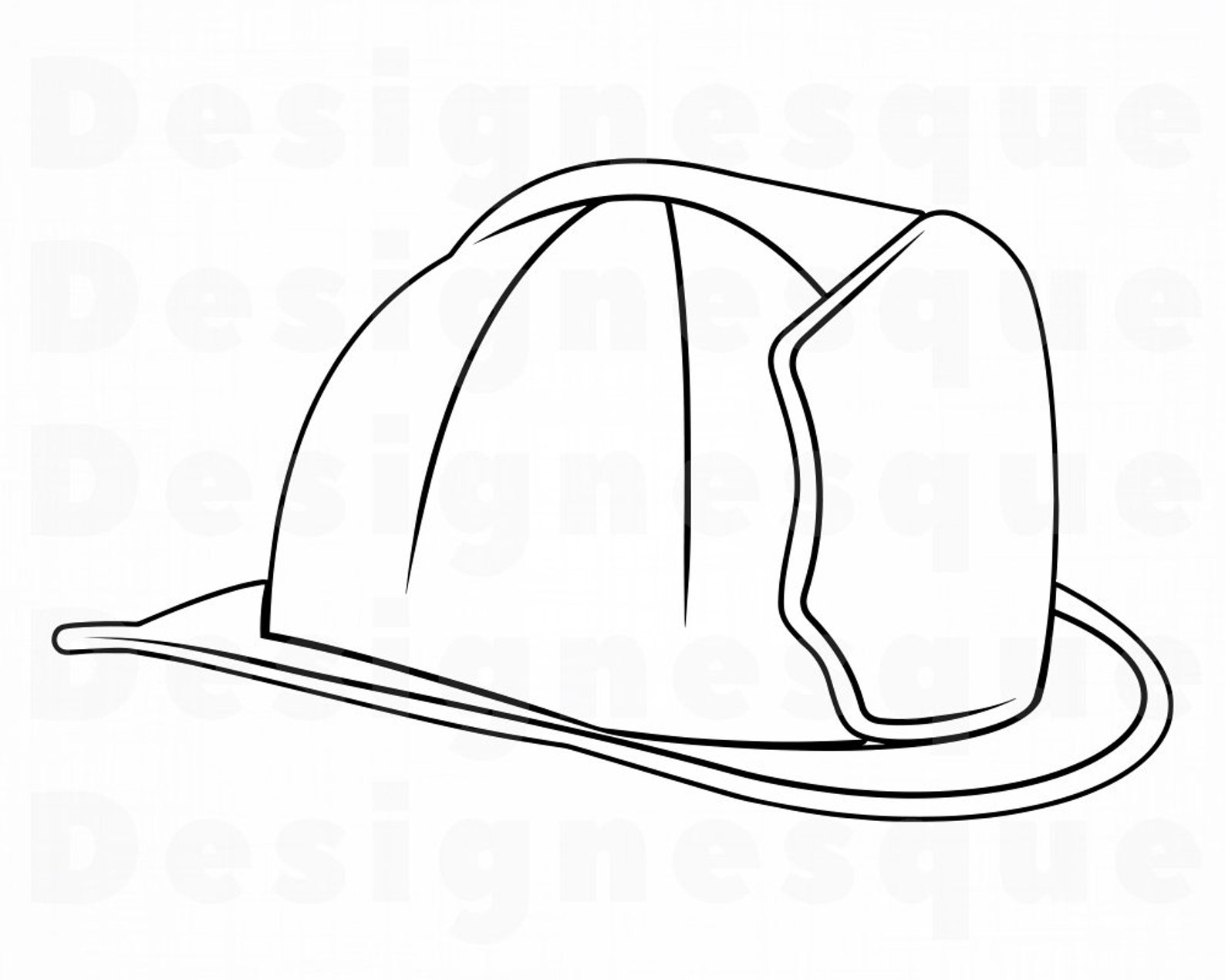 Firefighter Hat Outline SVG Fireman Hat SVG Firefighter Hat Etsy