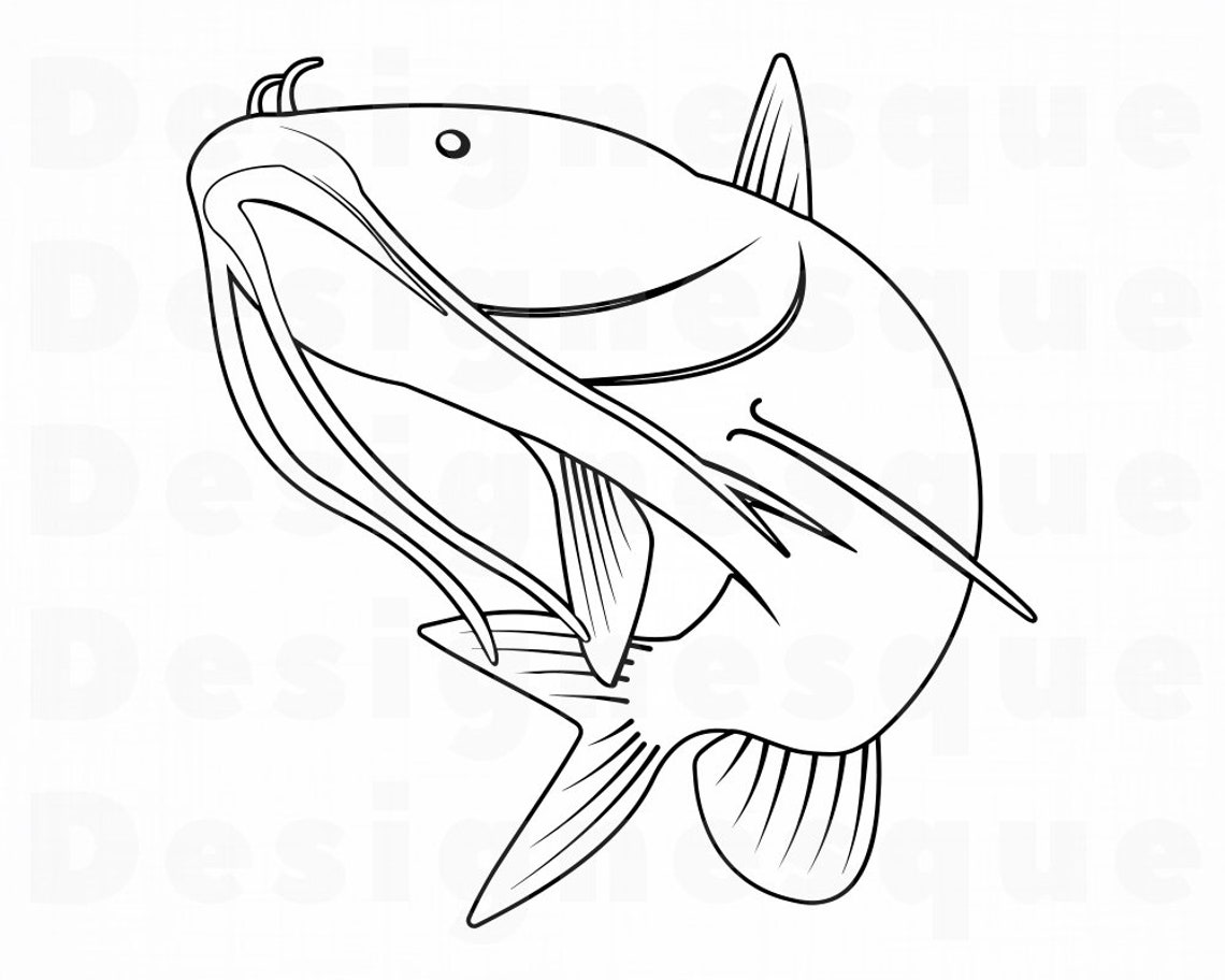 Catfish Outline SVG Fishing Svg Fish Svg Fishing Clipart Etsy