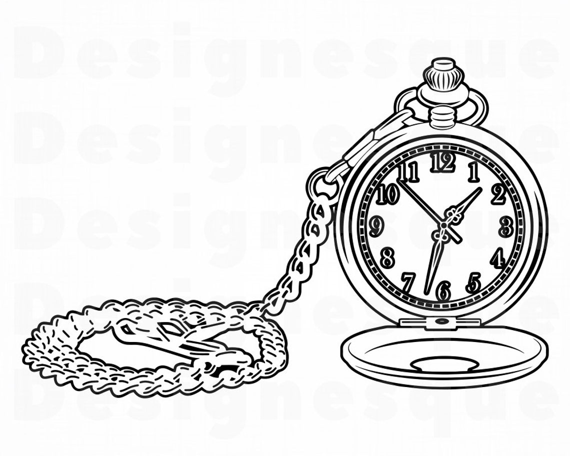 Pocket Watch Outline SVG Pocket Watch Svg Watch Svg Pocket Etsy