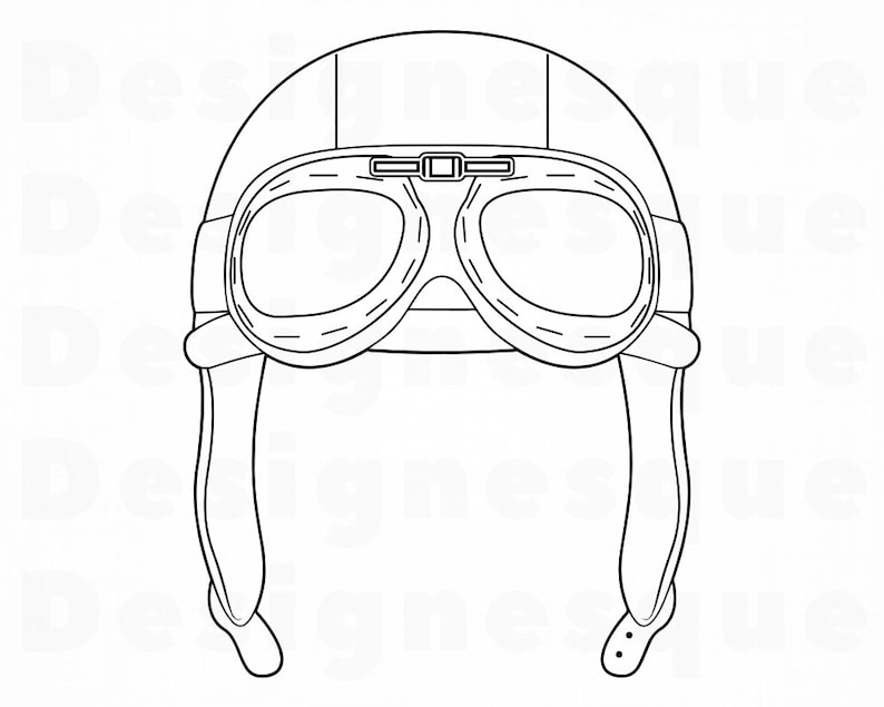 Aviator Helmet Outline SVG Pilot Hat SVG Pilot Svg Clipart Etsy