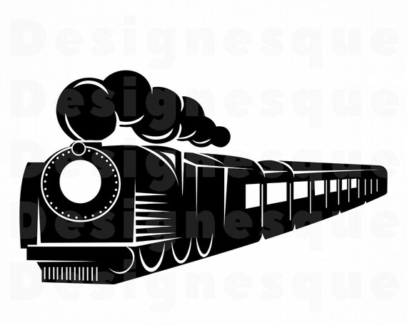 Train Outline #4 Svg Dxf Eps Vector Files for Cricut Clipart Locomotive Svg Train Svg Steam Engine Svg Png Cut Files For Silhouette