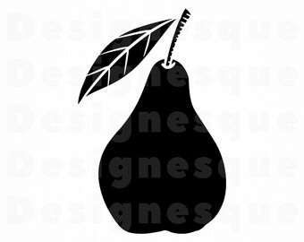 Pear Cut Files For Silhouette Eps Svg Dxf Monochrome Pear Clipart Png Pear Files for Cricut Pear Vector Pear Outline SVG