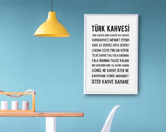 Turkish Coffee Dictionary | Wallart | Poster | Home Decor | Print