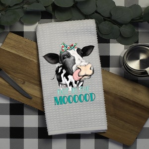 Funny Country Cow Kitchen Towels, Custom Waffle Weave Towel With Cows,  Hostess Gift, Housewarming Tea Towels, Country Kitchen Decor 