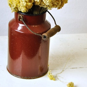 Vintage brown enamel milk Can, milk can with Handle, milk can no lid, Rustic enamel can, Rustic enamel kitchen, Rustic vase, Emo Yugoslavia