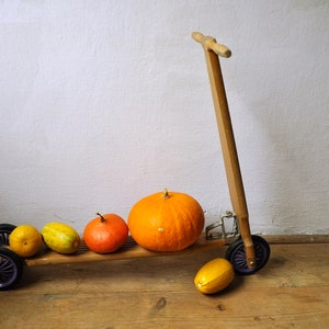 Vintage wooden scooter for kids, Old wooden kid&#39;s scooter, vintage wooden toy, vintage toy for children