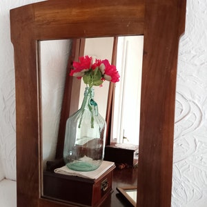 Old mirror with walnut wood, antique mirror walnut, vintage mirror, wall hanging mirror