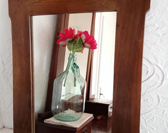 Old mirror with walnut wood, antique mirror walnut, vintage mirror, wall hanging mirror