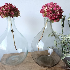 Vintage Demijohn, old demijohn, gray glass bottle, clear demijohn, Ambrosio bottle, floor bottle vase, floor glass vase, gray damigiana