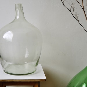 Clear demijohn, Vintage Demijohn, heavy demijohn, hand blown bottle, clear bottle, clear pampas vase, clear heavy damigiana, carboy bottle